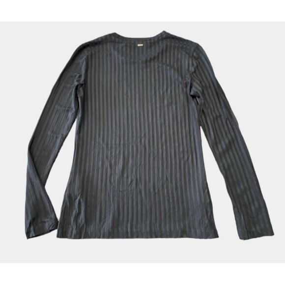Hugo Boss Sz XS Shirt Long Sleeve Ribbed Black Classic Minimalist Luxury top - Picture 2 of 5